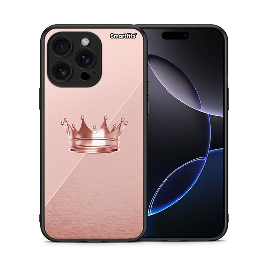 Θήκη iPhone 16 Pro Max Crown Minimal από τη Smartfits με σχέδιο στο πίσω μέρος και μαύρο περίβλημα | iPhone 16 Pro Max Crown Minimal case with colorful back and black bezels
