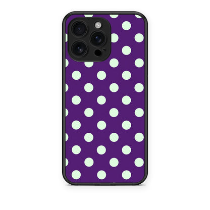 Θήκη iPhone 16 Pro Max Mint Polka Dots on Purple από τη Smartfits με σχέδιο στο πίσω μέρος και μαύρο περίβλημα | iPhone 16 Pro Max Mint Polka Dots on Purple case with colorful back and black bezels