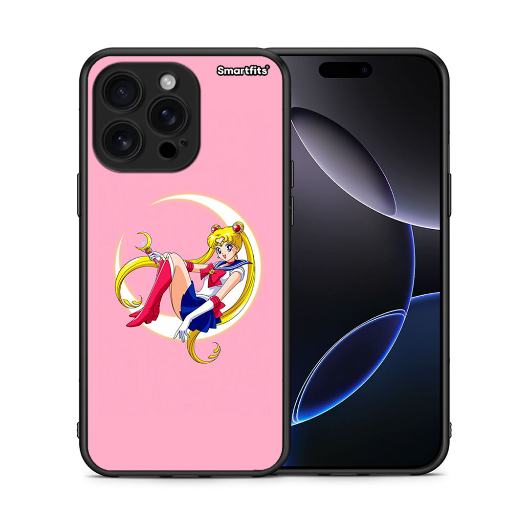 Θήκη iPhone 16 Pro Max Moon Girl από τη Smartfits με σχέδιο στο πίσω μέρος και μαύρο περίβλημα | iPhone 16 Pro Max Moon Girl case with colorful back and black bezels