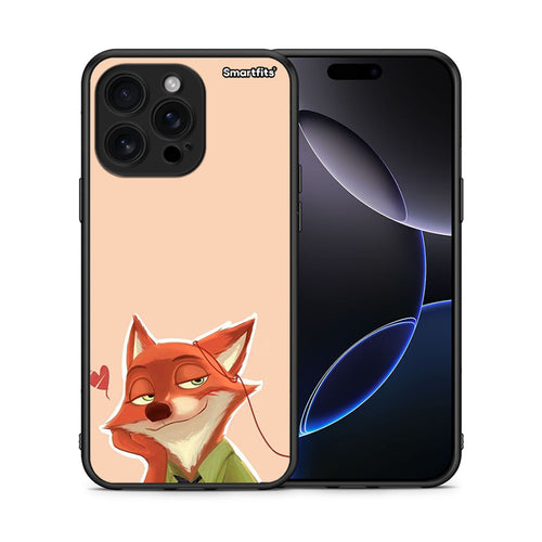 Θήκη iPhone 16 Pro Max Nick Wilde And Judy Hopps Love 1 από τη Smartfits με σχέδιο στο πίσω μέρος και μαύρο περίβλημα | iPhone 16 Pro Max Nick Wilde And Judy Hopps Love 1 case with colorful back and black bezels