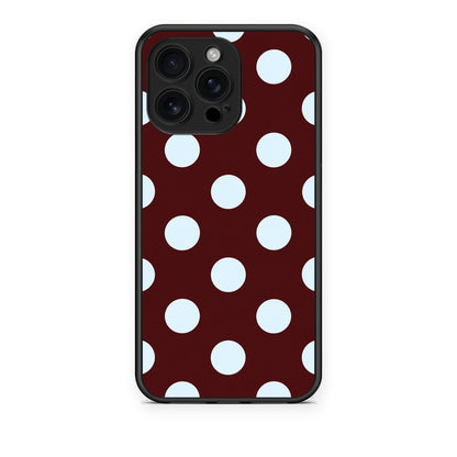 Θήκη iPhone 16 Pro Max Pale Blue Large Polka Dots on Burgundy από τη Smartfits με σχέδιο στο πίσω μέρος και μαύρο περίβλημα | iPhone 16 Pro Max Pale Blue Large Polka Dots on Burgundy case with colorful back and black bezels