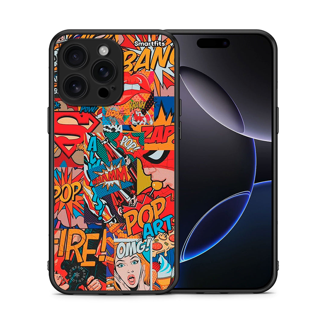 Θήκη iPhone 16 Pro Max PopArt OMG από τη Smartfits με σχέδιο στο πίσω μέρος και μαύρο περίβλημα | iPhone 16 Pro Max PopArt OMG case with colorful back and black bezels