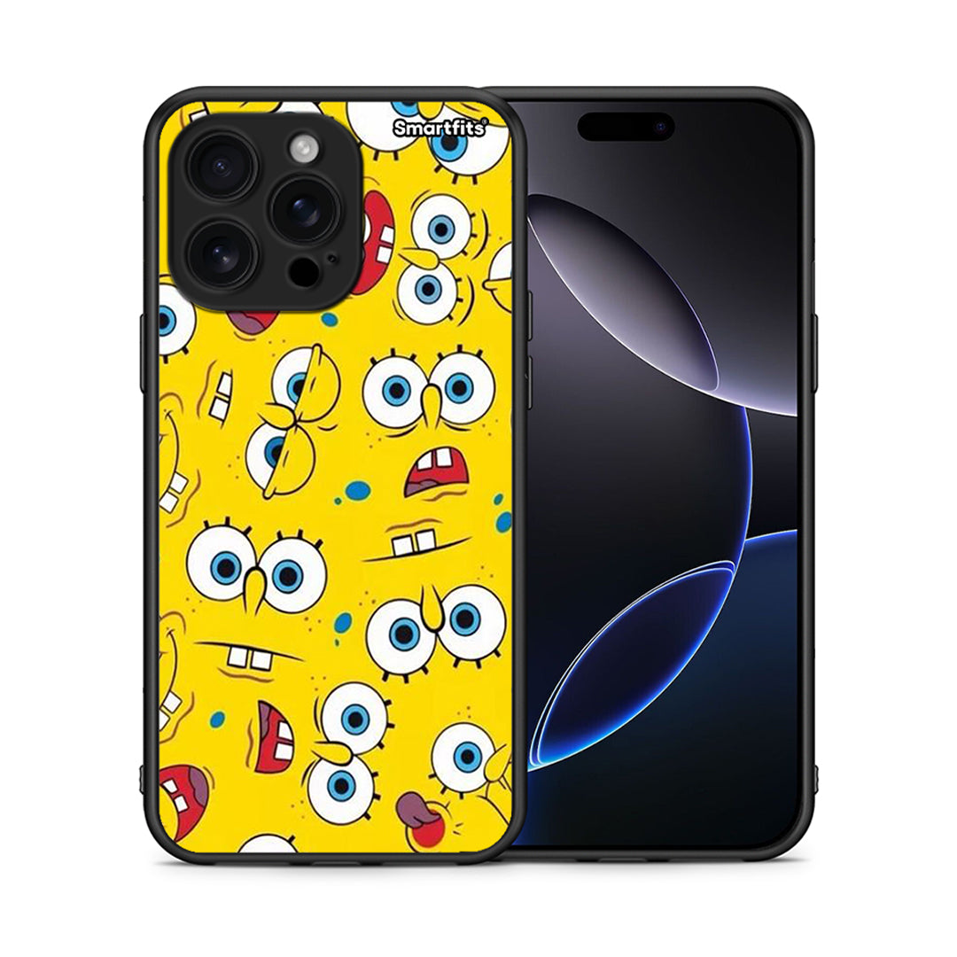 Θήκη iPhone 16 Pro Max Sponge PopArt από τη Smartfits με σχέδιο στο πίσω μέρος και μαύρο περίβλημα | iPhone 16 Pro Max Sponge PopArt case with colorful back and black bezels