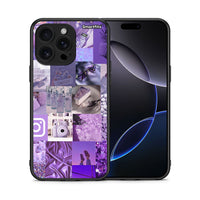 Thumbnail for Θήκη iPhone 16 Pro Max Purple Aesthetic Collage από τη Smartfits με σχέδιο στο πίσω μέρος και μαύρο περίβλημα | iPhone 16 Pro Max Purple Aesthetic Collage case with colorful back and black bezels