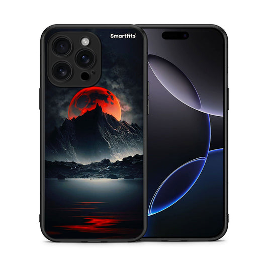 Θήκη iPhone 16 Pro Max Red Full Moon από τη Smartfits με σχέδιο στο πίσω μέρος και μαύρο περίβλημα | iPhone 16 Pro Max Red Full Moon case with colorful back and black bezels
