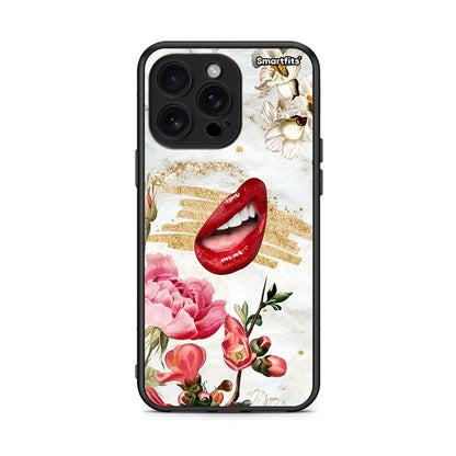 iPhone 16 Pro Max Red Lips θήκη από τη Smartfits με σχέδιο στο πίσω μέρος και μαύρο περίβλημα | Smartphone case with colorful back and black bezels by Smartfits
