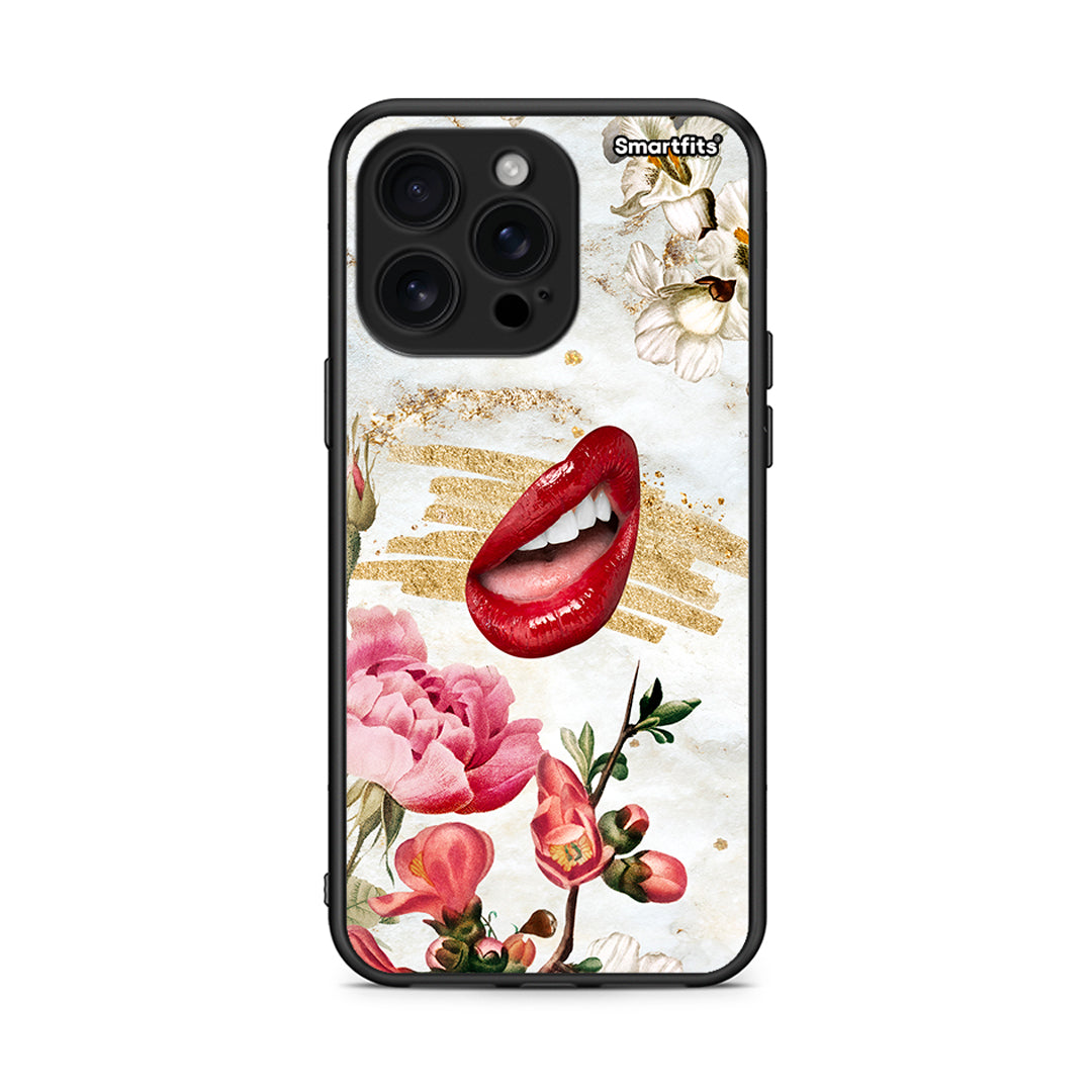 iPhone 16 Pro Max Red Lips θήκη από τη Smartfits με σχέδιο στο πίσω μέρος και μαύρο περίβλημα | Smartphone case with colorful back and black bezels by Smartfits