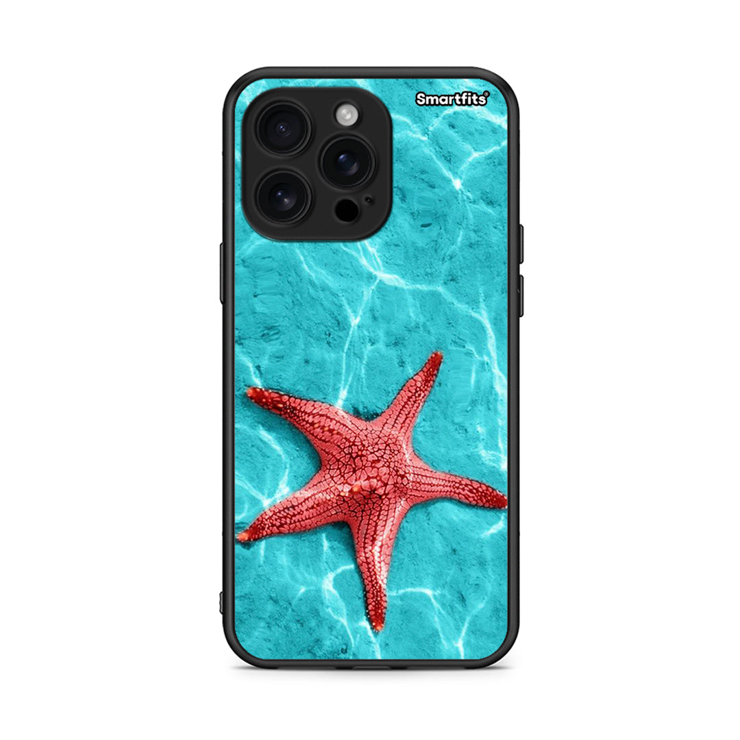iPhone 16 Pro Max Red Starfish Θήκη από τη Smartfits με σχέδιο στο πίσω μέρος και μαύρο περίβλημα | Smartphone case with colorful back and black bezels by Smartfits