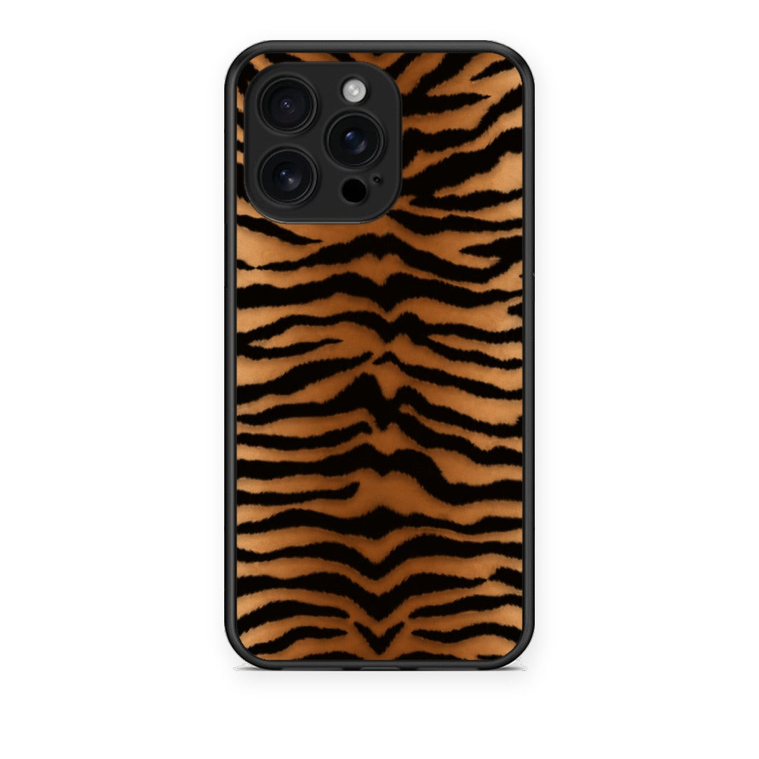Θήκη iPhone 16 Pro Max Tiger Print Orange and Black από τη Smartfits με σχέδιο στο πίσω μέρος και μαύρο περίβλημα | iPhone 16 Pro Max Tiger Print Orange and Black case with colorful back and black bezels