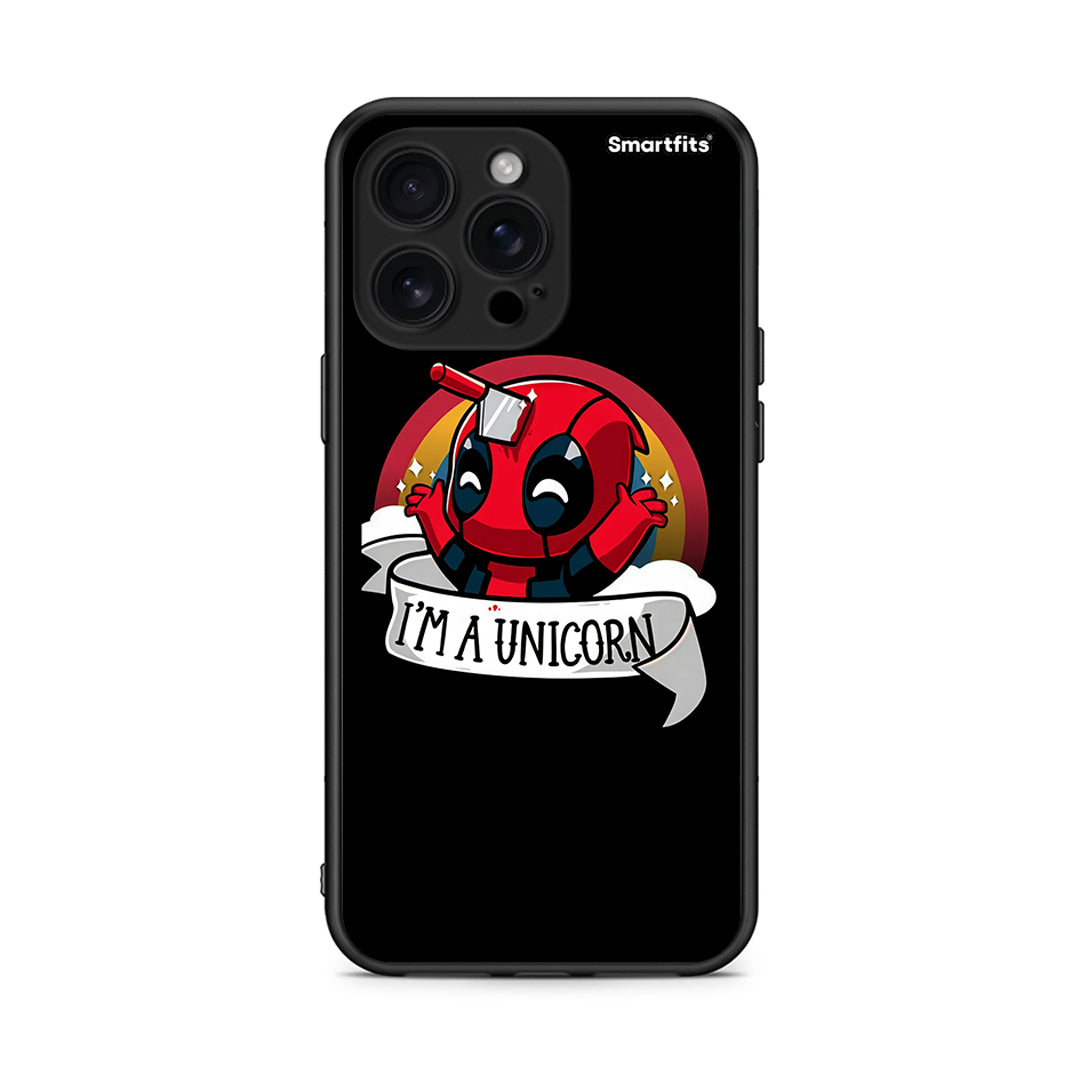 iPhone 16 Pro Max Unicorn Deadpool θήκη από τη Smartfits με σχέδιο στο πίσω μέρος και μαύρο περίβλημα | Smartphone case with colorful back and black bezels by Smartfits