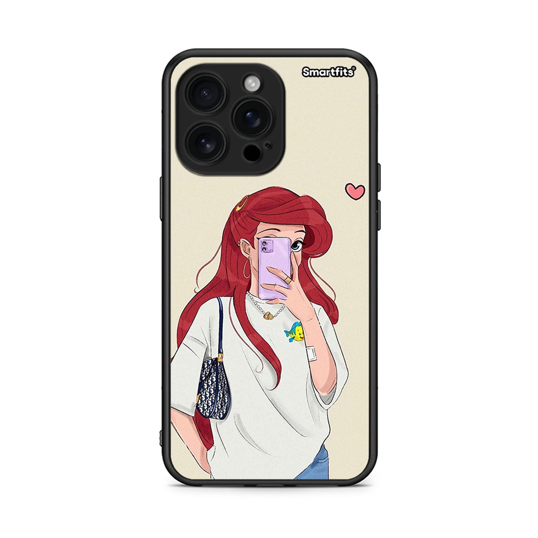 iPhone 16 Pro Max Walking Mermaid Θήκη από τη Smartfits με σχέδιο στο πίσω μέρος και μαύρο περίβλημα | Smartphone case with colorful back and black bezels by Smartfits