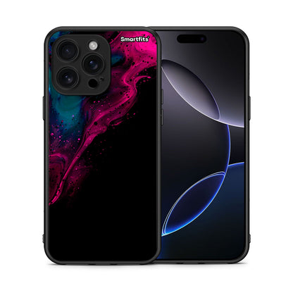 Θήκη iPhone 16 Pro Max Pink Black Watercolor από τη Smartfits με σχέδιο στο πίσω μέρος και μαύρο περίβλημα | iPhone 16 Pro Max Pink Black Watercolor case with colorful back and black bezels