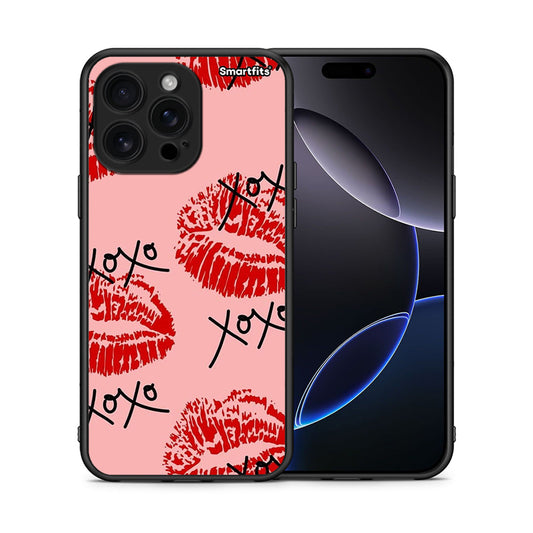 Θήκη iPhone 16 Pro Max XOXO Lips από τη Smartfits με σχέδιο στο πίσω μέρος και μαύρο περίβλημα | iPhone 16 Pro Max XOXO Lips case with colorful back and black bezels