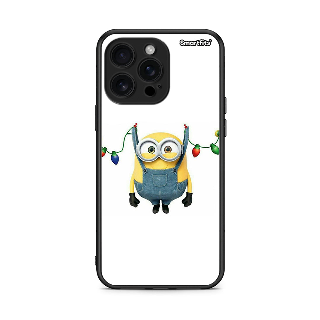 iPhone 16 Pro Max Xmas Minion Lights θήκη από τη Smartfits με σχέδιο στο πίσω μέρος και μαύρο περίβλημα | Smartphone case with colorful back and black bezels by Smartfits