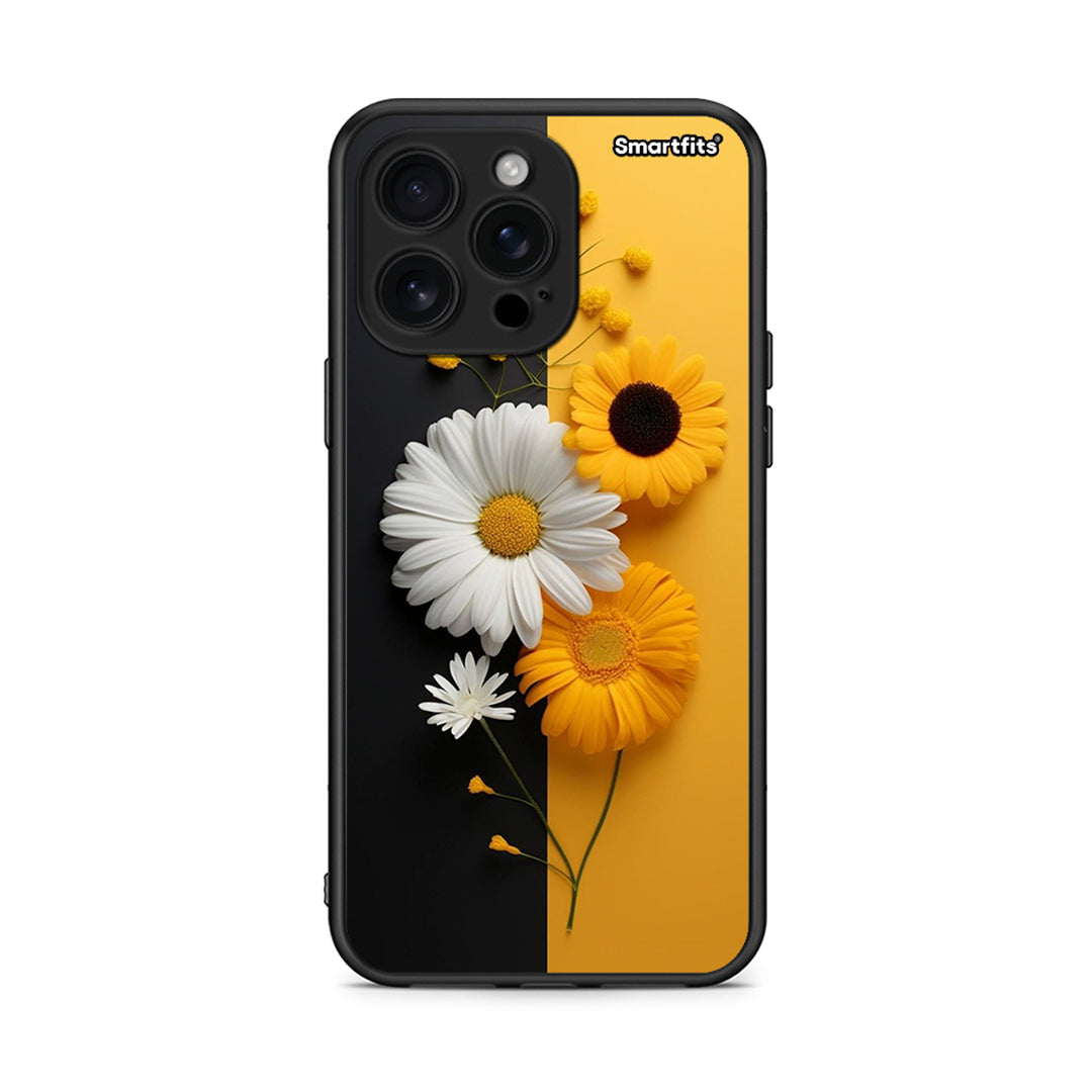 iPhone 16 Pro Max Yellow Daisies θήκη από τη Smartfits με σχέδιο στο πίσω μέρος και μαύρο περίβλημα | Smartphone case with colorful back and black bezels by Smartfits