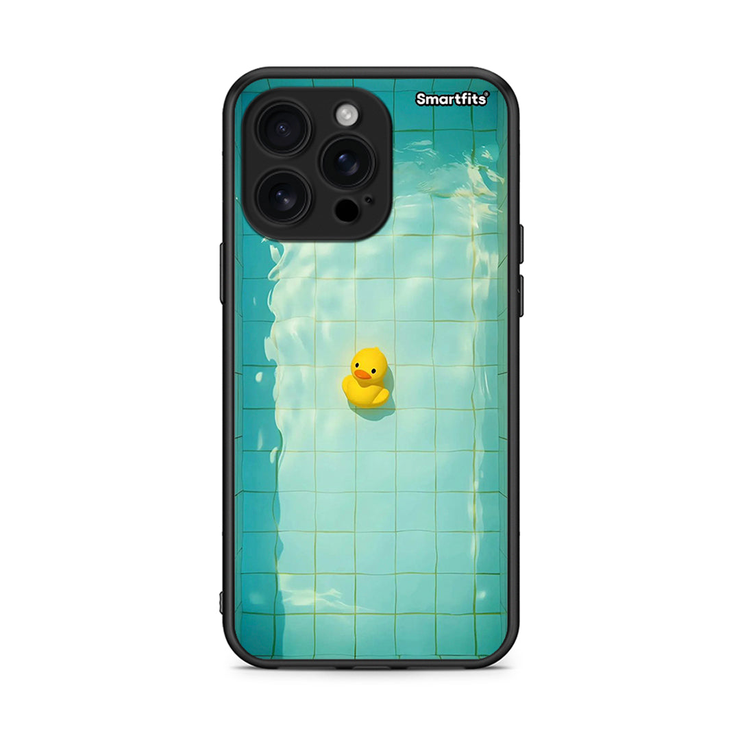 iPhone 16 Pro Max Yellow Duck θήκη από τη Smartfits με σχέδιο στο πίσω μέρος και μαύρο περίβλημα | Smartphone case with colorful back and black bezels by Smartfits