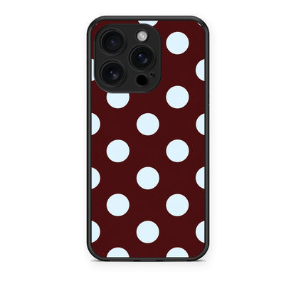 Θήκη iPhone 16 Pro Pale Blue Large Polka Dots on Burgundy από τη Smartfits με σχέδιο στο πίσω μέρος και μαύρο περίβλημα | iPhone 16 Pro Pale Blue Large Polka Dots on Burgundy case with colorful back and black bezels