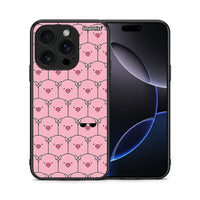 Thumbnail for Θήκη iPhone 16 Pro Pig Glasses από τη Smartfits με σχέδιο στο πίσω μέρος και μαύρο περίβλημα | iPhone 16 Pro Pig Glasses case with colorful back and black bezels