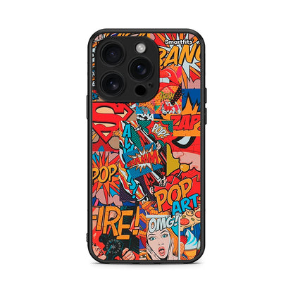 iPhone 16 Pro PopArt OMG θήκη από τη Smartfits με σχέδιο στο πίσω μέρος και μαύρο περίβλημα | Smartphone case with colorful back and black bezels by Smartfits