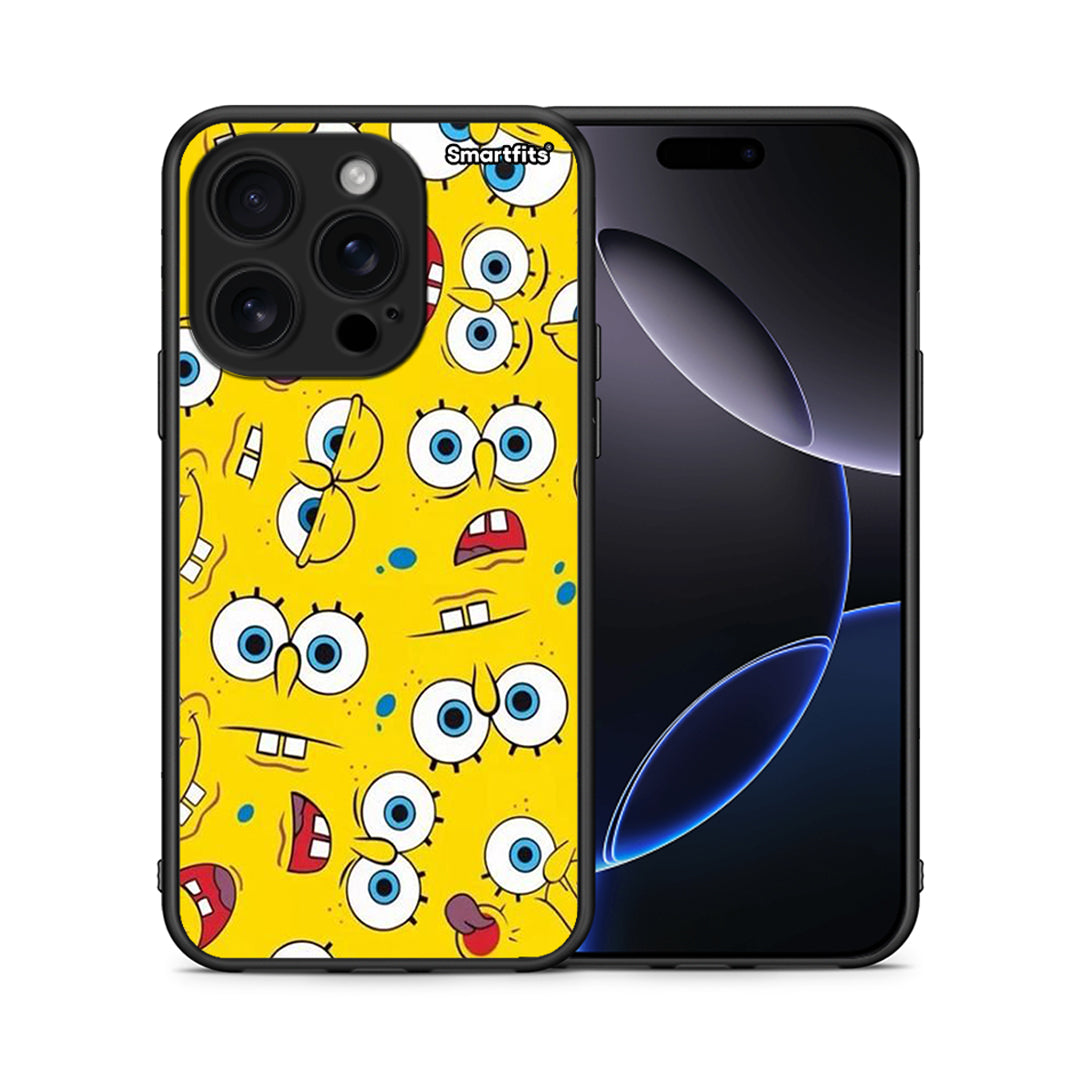 Θήκη iPhone 16 Pro Sponge PopArt από τη Smartfits με σχέδιο στο πίσω μέρος και μαύρο περίβλημα | iPhone 16 Pro Sponge PopArt case with colorful back and black bezels