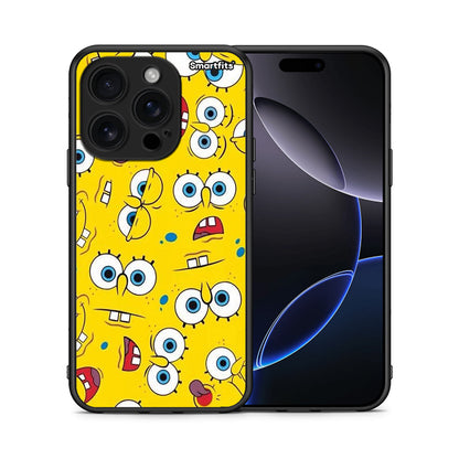 Θήκη iPhone 16 Pro Sponge PopArt από τη Smartfits με σχέδιο στο πίσω μέρος και μαύρο περίβλημα | iPhone 16 Pro Sponge PopArt case with colorful back and black bezels