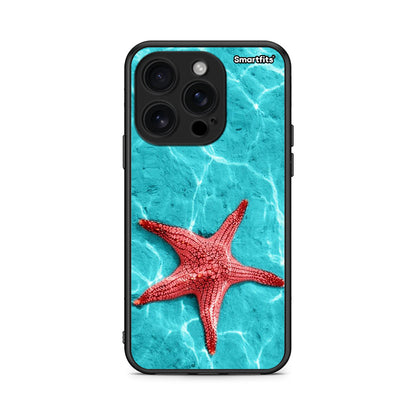 iPhone 16 Pro Red Starfish Θήκη από τη Smartfits με σχέδιο στο πίσω μέρος και μαύρο περίβλημα | Smartphone case with colorful back and black bezels by Smartfits