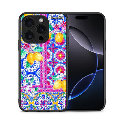 Θήκη iPhone 16 Pro Retro Spring από τη Smartfits με σχέδιο στο πίσω μέρος και μαύρο περίβλημα | iPhone 16 Pro Retro Spring case with colorful back and black bezels