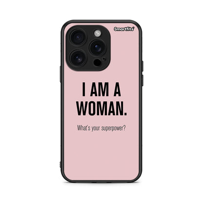 iPhone 16 Pro Superpower Woman θήκη από τη Smartfits με σχέδιο στο πίσω μέρος και μαύρο περίβλημα | Smartphone case with colorful back and black bezels by Smartfits