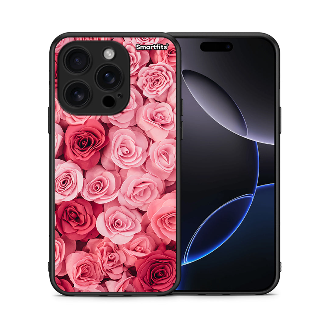 Θήκη iPhone 16 Pro RoseGarden Valentine από τη Smartfits με σχέδιο στο πίσω μέρος και μαύρο περίβλημα | iPhone 16 Pro RoseGarden Valentine case with colorful back and black bezels