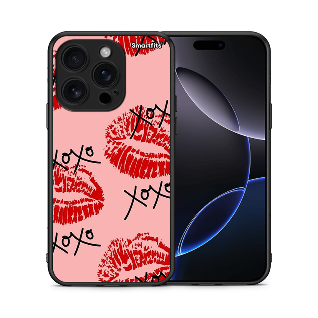 Θήκη iPhone 16 Pro XOXO Lips από τη Smartfits με σχέδιο στο πίσω μέρος και μαύρο περίβλημα | iPhone 16 Pro XOXO Lips case with colorful back and black bezels