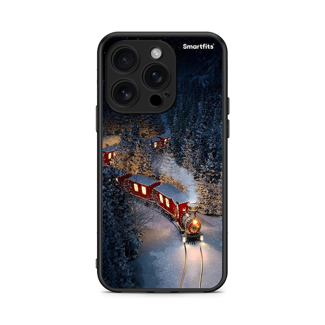 iPhone 16 Pro Xmas Train θήκη από τη Smartfits με σχέδιο στο πίσω μέρος και μαύρο περίβλημα | Smartphone case with colorful back and black bezels by Smartfits