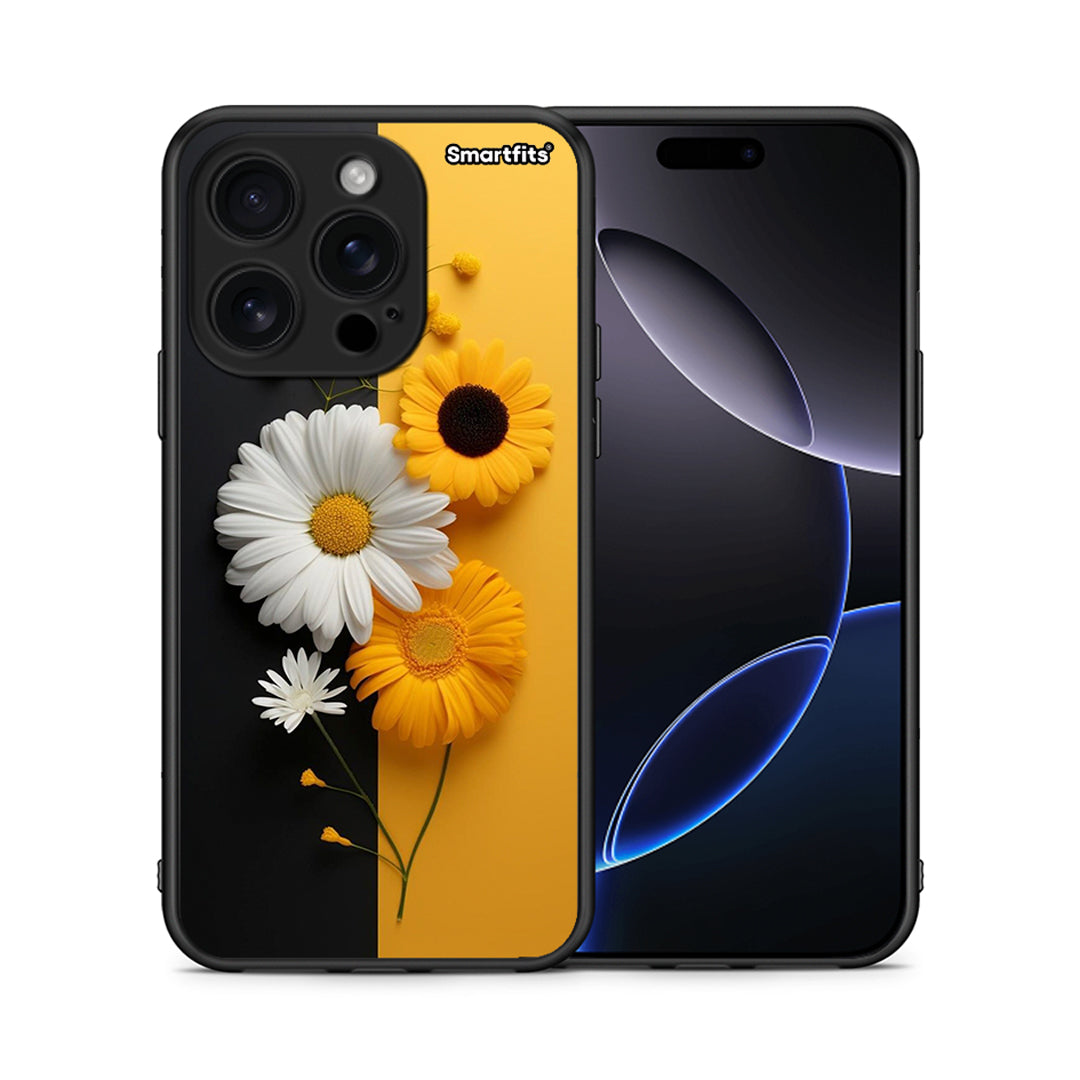 Θήκη iPhone 16 Pro Yellow Daisies από τη Smartfits με σχέδιο στο πίσω μέρος και μαύρο περίβλημα | iPhone 16 Pro Yellow Daisies case with colorful back and black bezels