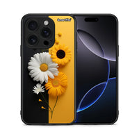 Thumbnail for Θήκη iPhone 16 Pro Yellow Daisies από τη Smartfits με σχέδιο στο πίσω μέρος και μαύρο περίβλημα | iPhone 16 Pro Yellow Daisies case with colorful back and black bezels