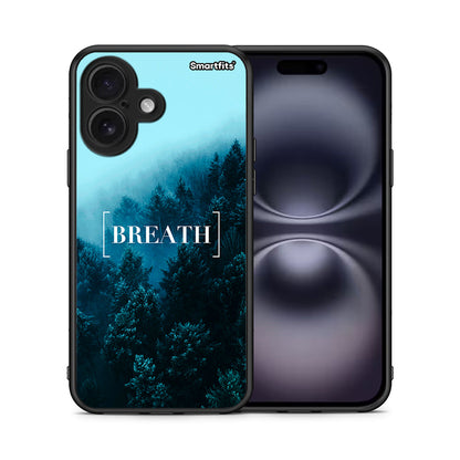Θήκη iPhone 16 Breath Quote από τη Smartfits με σχέδιο στο πίσω μέρος και μαύρο περίβλημα | iPhone 16 Breath Quote case with colorful back and black bezels