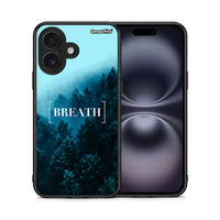 Thumbnail for Θήκη iPhone 16 Breath Quote από τη Smartfits με σχέδιο στο πίσω μέρος και μαύρο περίβλημα | iPhone 16 Breath Quote case with colorful back and black bezels