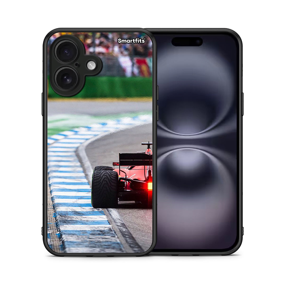 Θήκη iPhone 16 Racing Vibes από τη Smartfits με σχέδιο στο πίσω μέρος και μαύρο περίβλημα | iPhone 16 Racing Vibes case with colorful back and black bezels