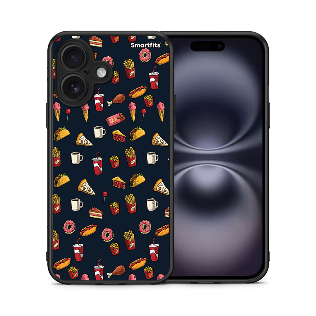 Θήκη iPhone 16 Hungry Random από τη Smartfits με σχέδιο στο πίσω μέρος και μαύρο περίβλημα | iPhone 16 Hungry Random case with colorful back and black bezels