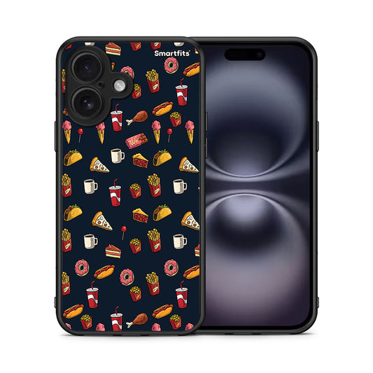 Θήκη iPhone 16 Hungry Random από τη Smartfits με σχέδιο στο πίσω μέρος και μαύρο περίβλημα | iPhone 16 Hungry Random case with colorful back and black bezels