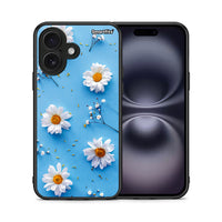 Thumbnail for Θήκη iPhone 16 Real Daisies από τη Smartfits με σχέδιο στο πίσω μέρος και μαύρο περίβλημα | iPhone 16 Real Daisies case with colorful back and black bezels
