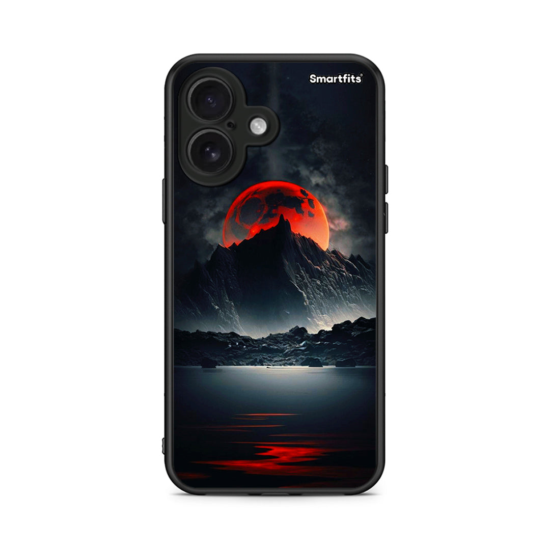 iPhone 16 Red Full Moon θήκη από τη Smartfits με σχέδιο στο πίσω μέρος και μαύρο περίβλημα | Smartphone case with colorful back and black bezels by Smartfits