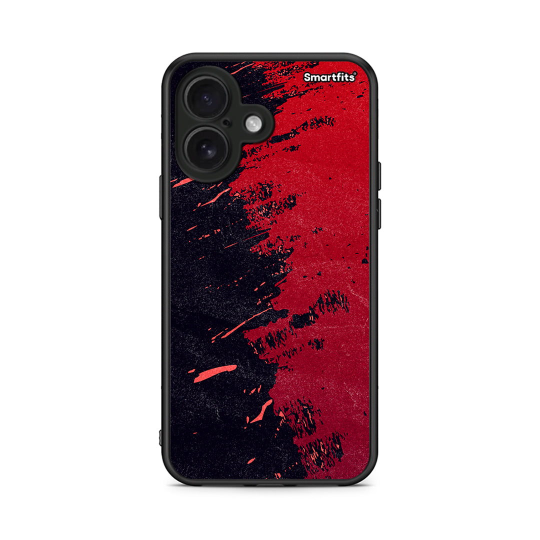 iPhone 16 Red Paint Θήκη Αγίου Βαλεντίνου από τη Smartfits με σχέδιο στο πίσω μέρος και μαύρο περίβλημα | Smartphone case with colorful back and black bezels by Smartfits