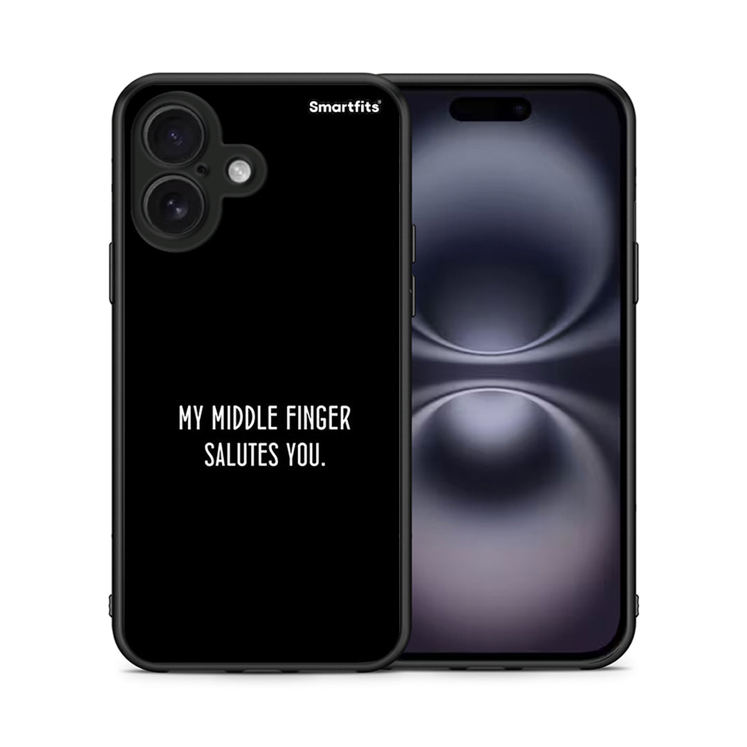 Θήκη iPhone 16 Salute από τη Smartfits με σχέδιο στο πίσω μέρος και μαύρο περίβλημα | iPhone 16 Salute case with colorful back and black bezels