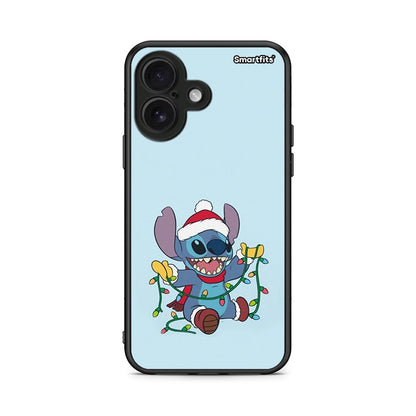iPhone 16 Santa Stich θήκη από τη Smartfits με σχέδιο στο πίσω μέρος και μαύρο περίβλημα | Smartphone case with colorful back and black bezels by Smartfits