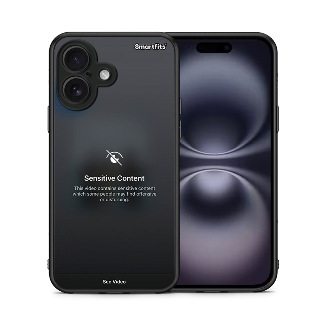 Θήκη iPhone 16 Sensitive Content από τη Smartfits με σχέδιο στο πίσω μέρος και μαύρο περίβλημα | iPhone 16 Sensitive Content case with colorful back and black bezels