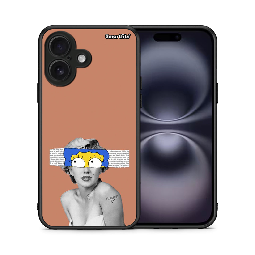 Θήκη iPhone 16 Sim Merilyn από τη Smartfits με σχέδιο στο πίσω μέρος και μαύρο περίβλημα | iPhone 16 Sim Merilyn case with colorful back and black bezels