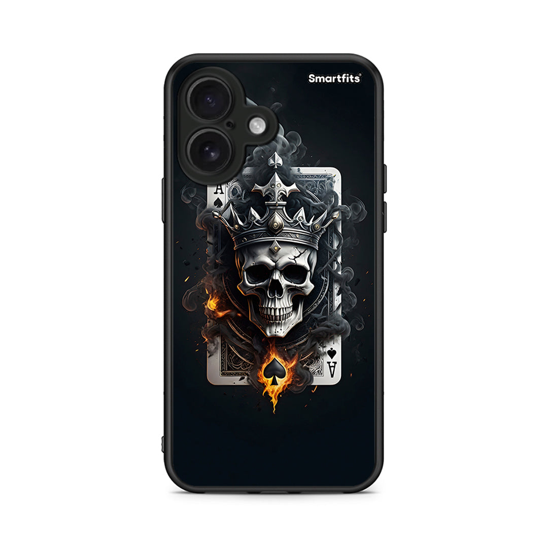 iPhone 16 Skull King Ace θήκη από τη Smartfits με σχέδιο στο πίσω μέρος και μαύρο περίβλημα | Smartphone case with colorful back and black bezels by Smartfits