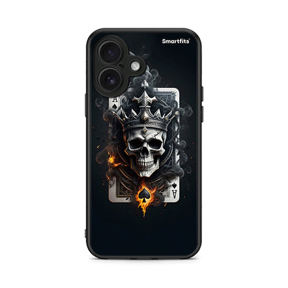 iPhone 16 Skull King Ace θήκη από τη Smartfits με σχέδιο στο πίσω μέρος και μαύρο περίβλημα | Smartphone case with colorful back and black bezels by Smartfits