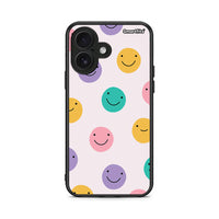 Thumbnail for iPhone 16 Smiley Faces θήκη από τη Smartfits με σχέδιο στο πίσω μέρος και μαύρο περίβλημα | Smartphone case with colorful back and black bezels by Smartfits