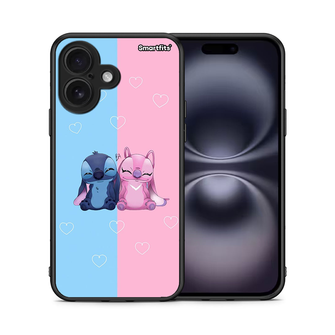 Θήκη iPhone 16 Stitch And Angel από τη Smartfits με σχέδιο στο πίσω μέρος και μαύρο περίβλημα | iPhone 16 Stitch And Angel case with colorful back and black bezels