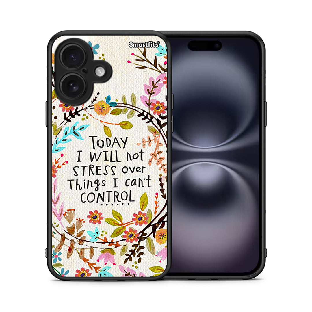 Θήκη iPhone 16 Stress Over από τη Smartfits με σχέδιο στο πίσω μέρος και μαύρο περίβλημα | iPhone 16 Stress Over case with colorful back and black bezels